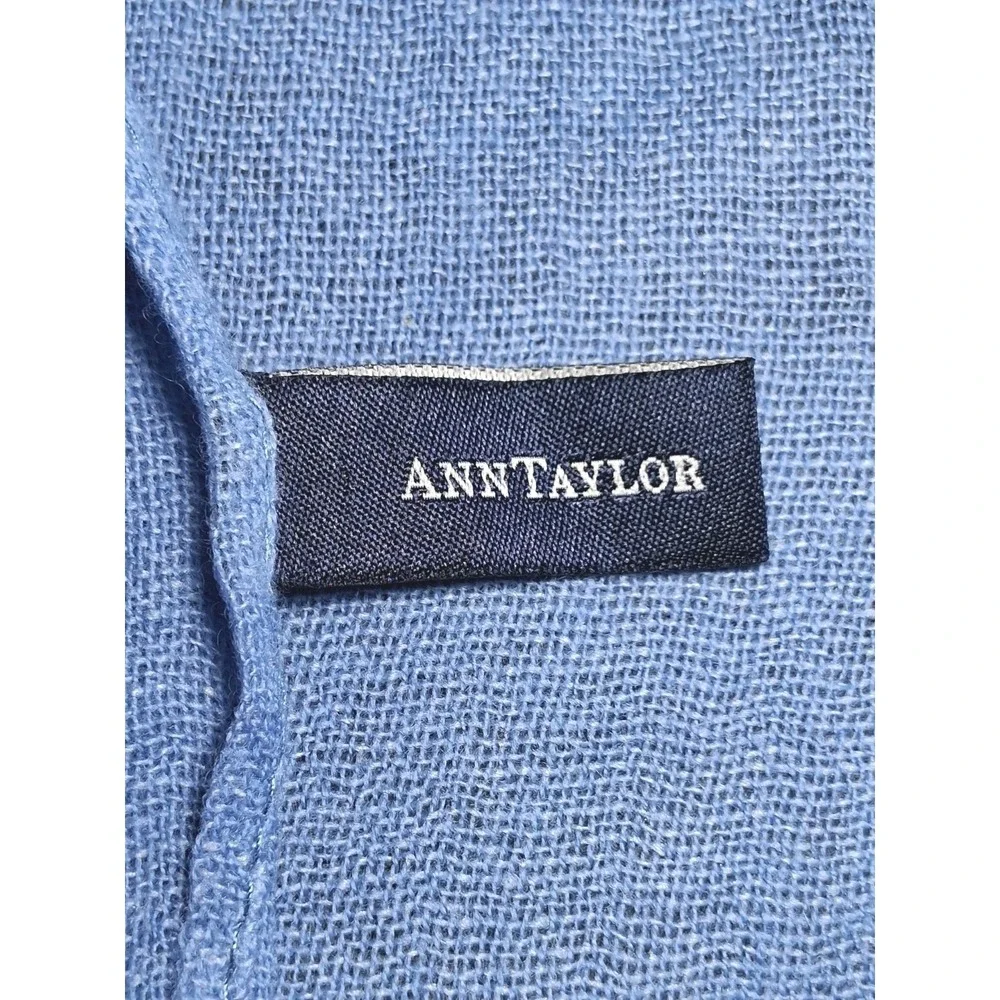 Ann Taylor Made in Italy Fringe Blue Scarf Wool Cashmere Silk Blend  70